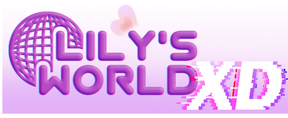 The official lily's world XD logo art: stylised 'LILY'S WORLD' lettering with a pixel XD