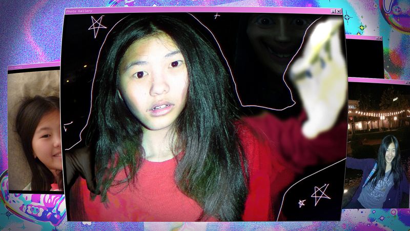 Official screenshot: the Photos app showing a purple sparkle collage of Lily's photos